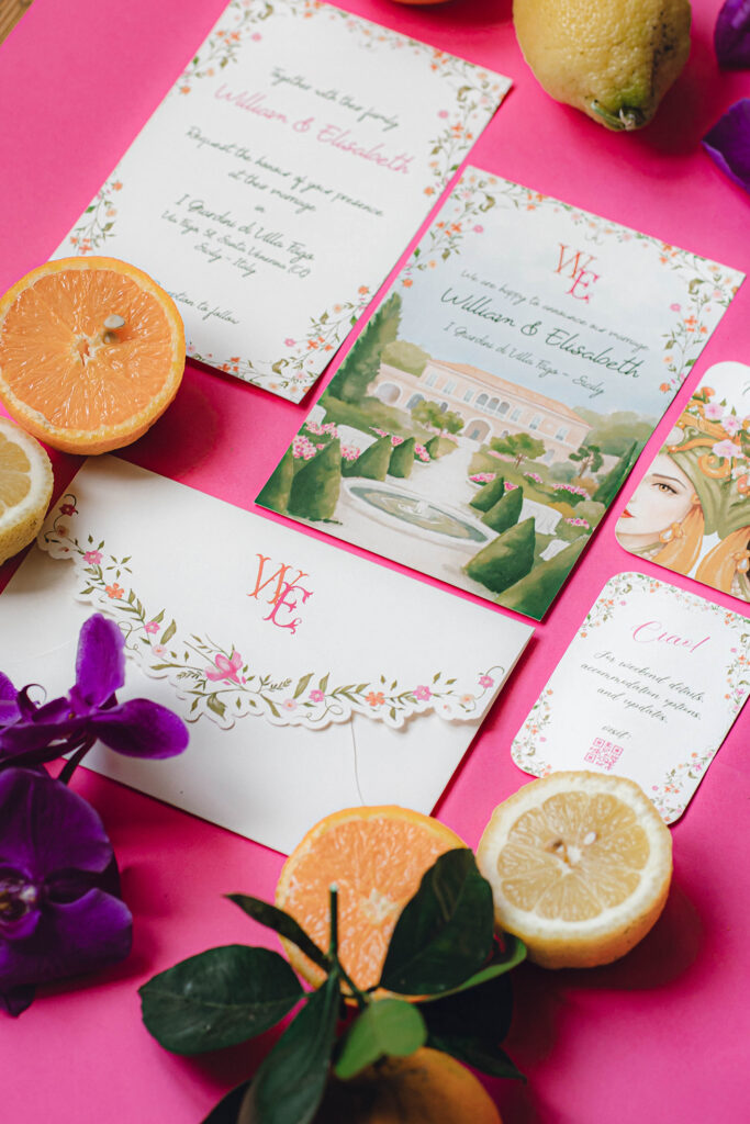 Wedding stationery completa con coordinati grafici per il giorno delle nozze